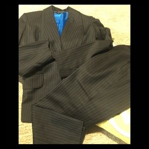 Ann Klein Brown and Blue Striped pantsuit